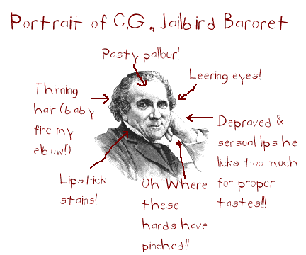 Picture: Portrait of C.G., Snobbish Baronet (Note for readers without graphical browsers: Email wbricel@gopher.science.wayne.edu and the chap will send you the gif as an email attachment, if you wish.)
